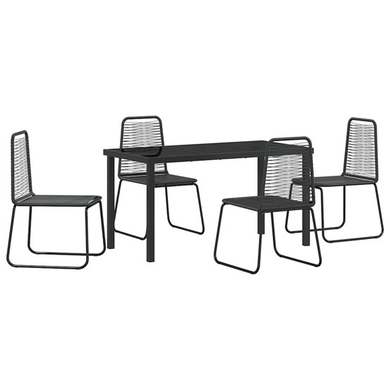 Ensemble de salle à manger pour jardin 5 pcs noir