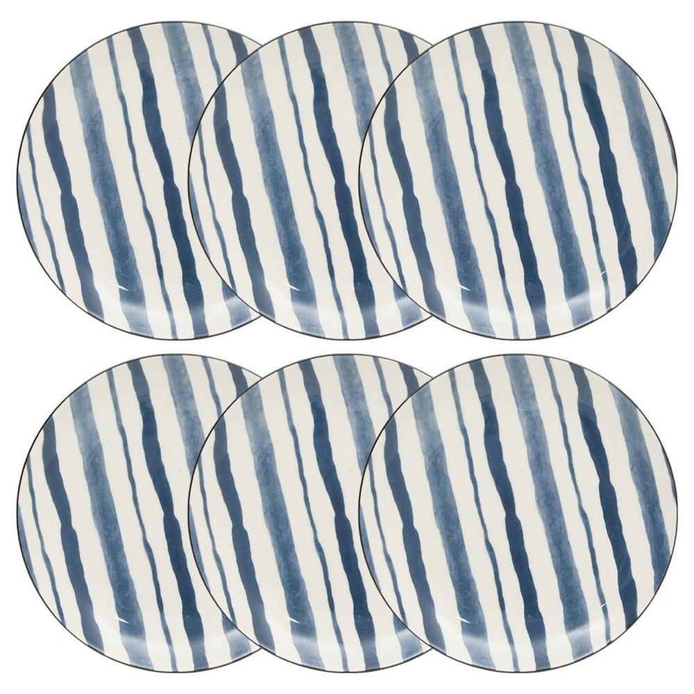 Lot de 6 assiette dessert umami d19cm rayure bleu