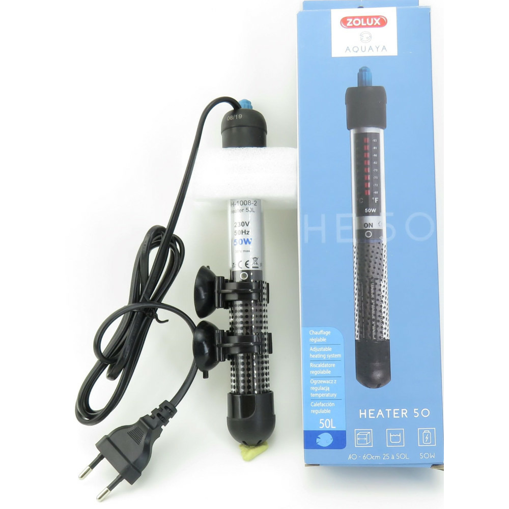 Chauffage d'aquarium heater 50 zolux 50 w 23 cm
