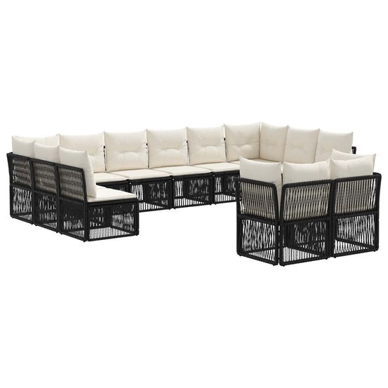 Ensemble de canapé de jardin 12 pc noir polyrotin
