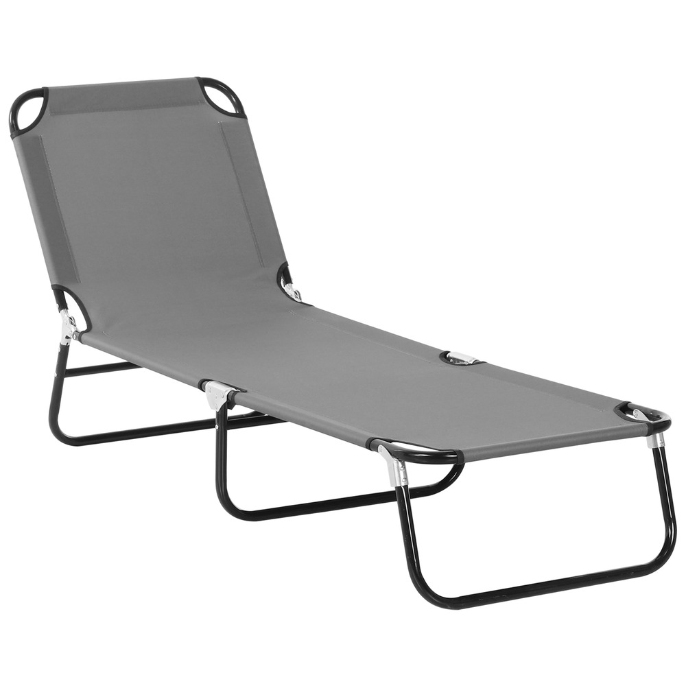 Chaise longue de jardin, dossier réglable, en acier, bleue