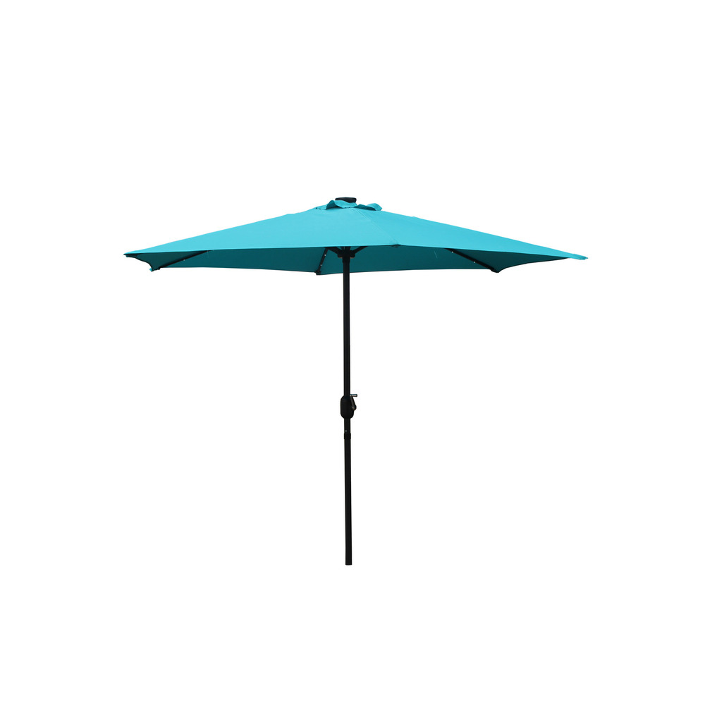 Parasol droit rond led diamètre 2,7 m bleu amalfi