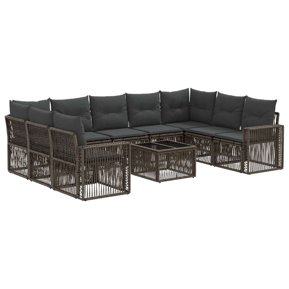 Ensemble de canapé de jardin 10 pc gris et gris foncé polyrotin