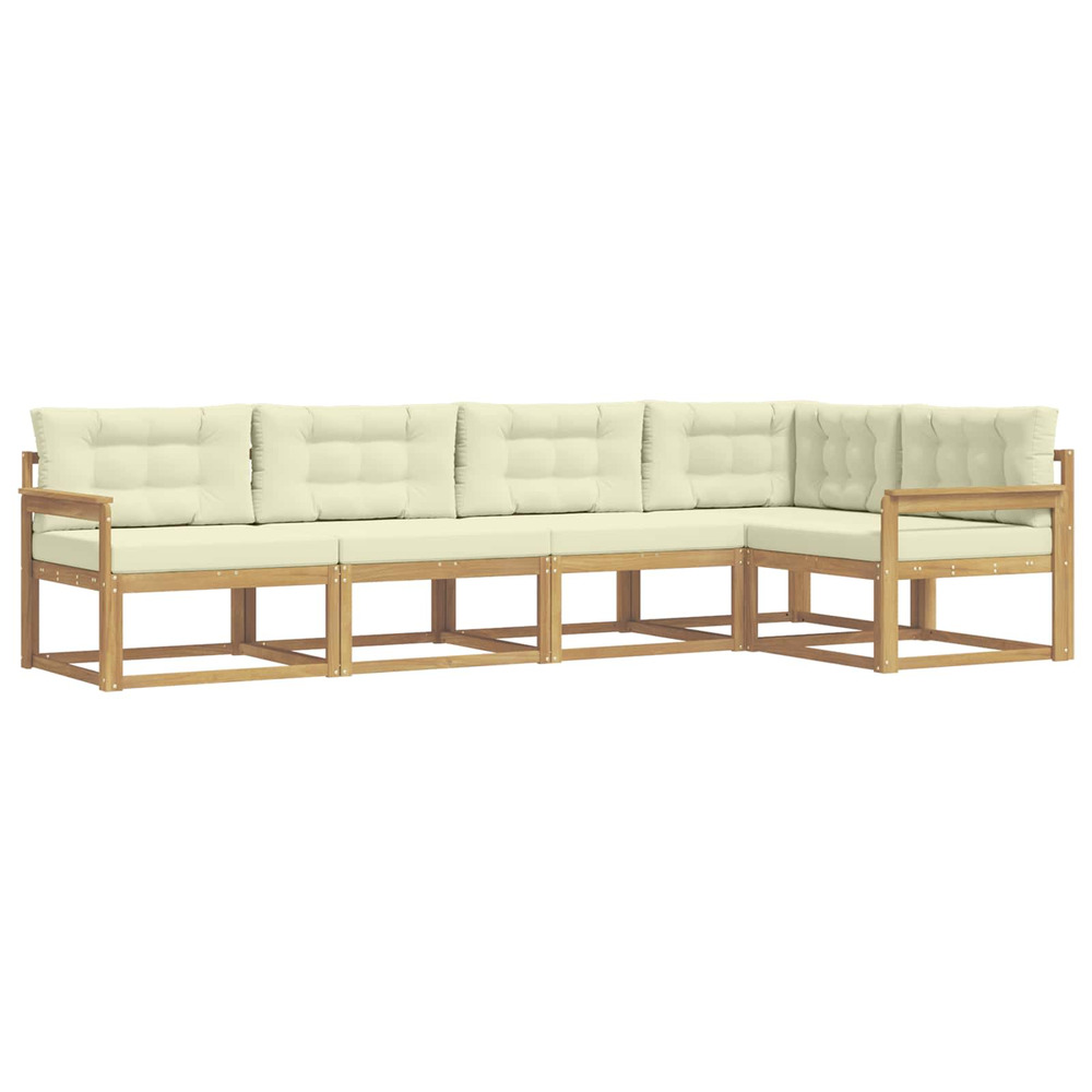 Ensemble de canapés d'extérieur 4 pcs blanc et crème polyester
