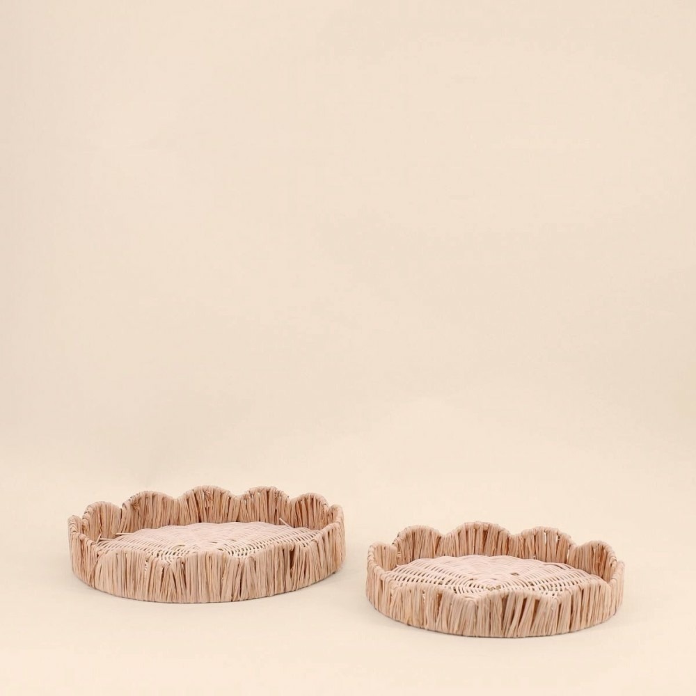 Set de 2 plateaux ronds en rotin