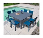 Mimaos - ensemble table et chaises de jardin - 8 places - bleu saphir