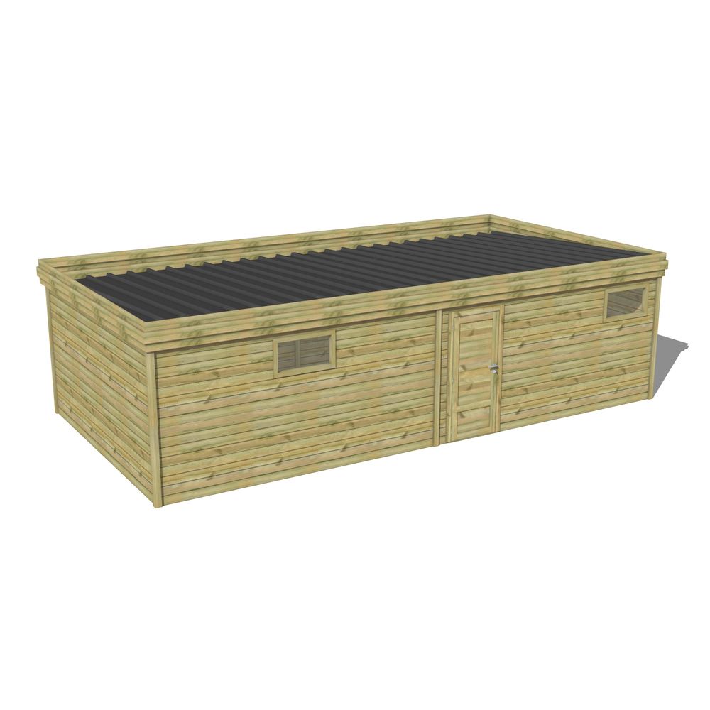 Abri de jardin bois pin traité autoclave 27mm - 8,595x4,34m / 37m2 - bac acier - abri français