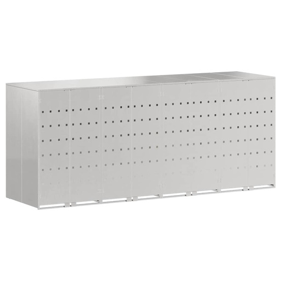 Rangement de poubelle à roulettes pour 3 poubelles argent