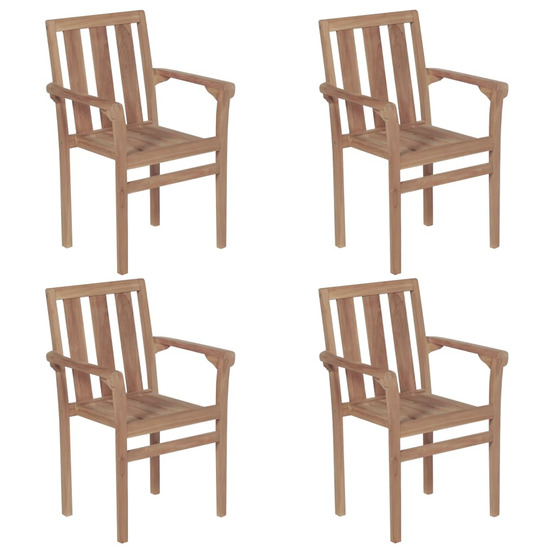 Chaises de jardin empilables lot de 4 boie de teck solide