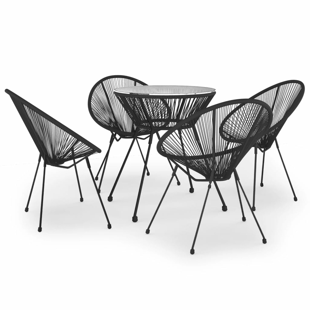 Ensemble à dîner salon de jardin meuble d'extérieur 5 pièces rotin pvc noir