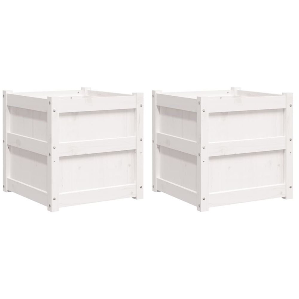 Jardinière d'extérieurs 2 pcs blanc bois de pin massif