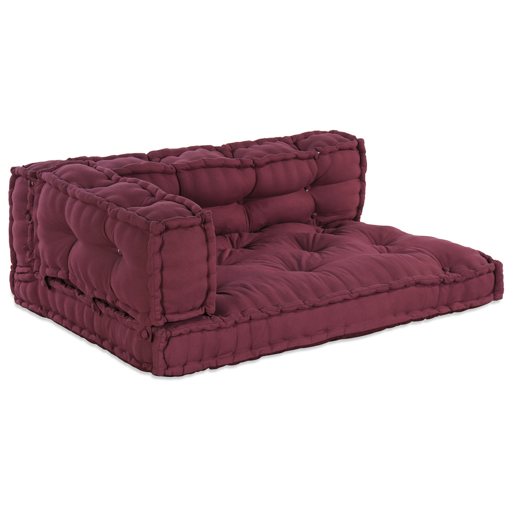 Coussin de canapé surpalette avec accoudoirs et soutien lombaire en tissu rouge