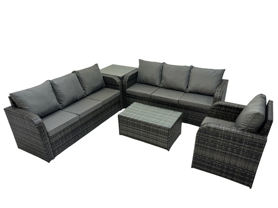 7 places ensemble de canapés en rotin avec canapé 3 places chaise inclinable canapé 3 places table d'appoint gris foncé mixte