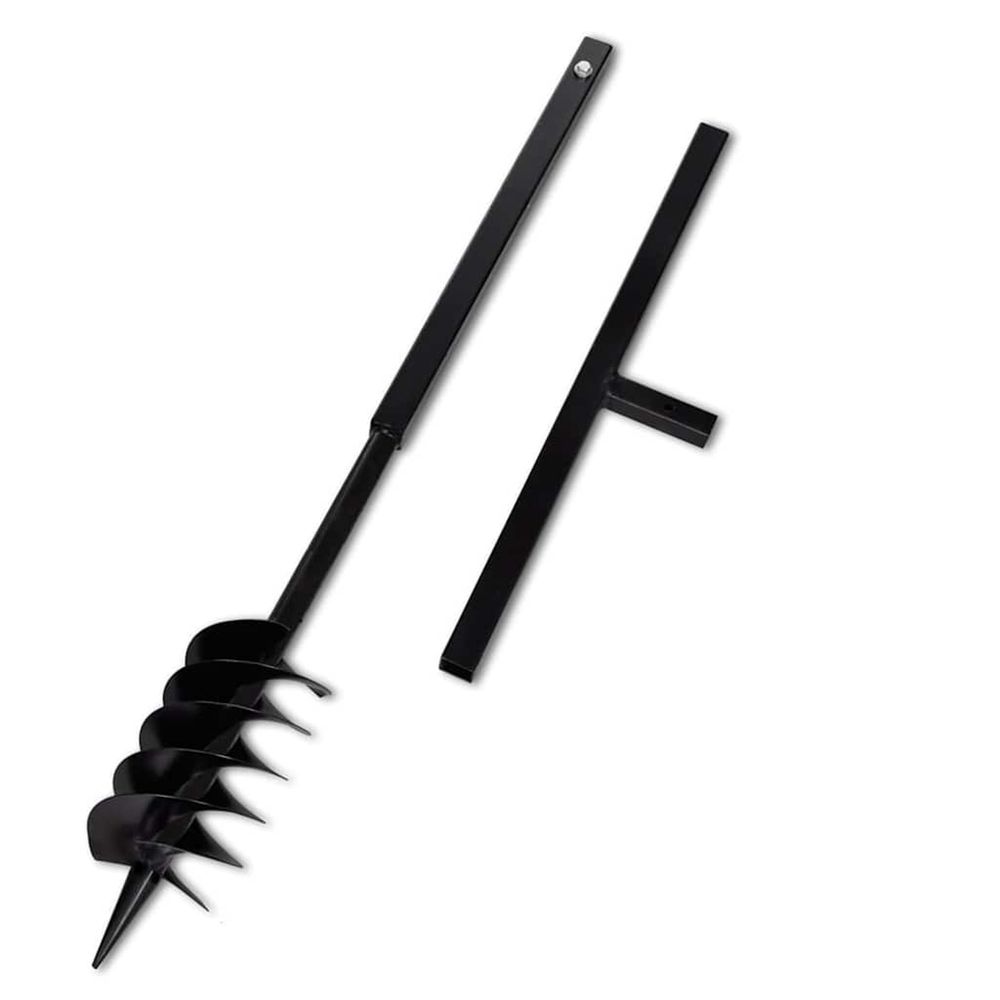 Tarière de sol avec mèche de tarière spirales 120 mm acier noir