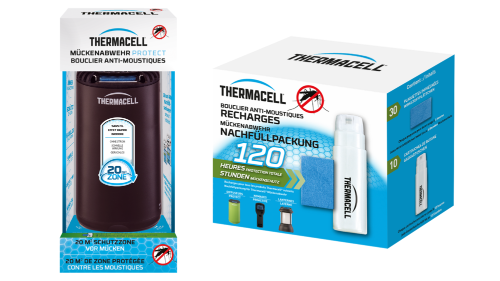 Thermacell diffuseur + recharge anti-moustiques et moustiques tigres - extérieur, jardin, terrasse - sans fil - protection 20 m²