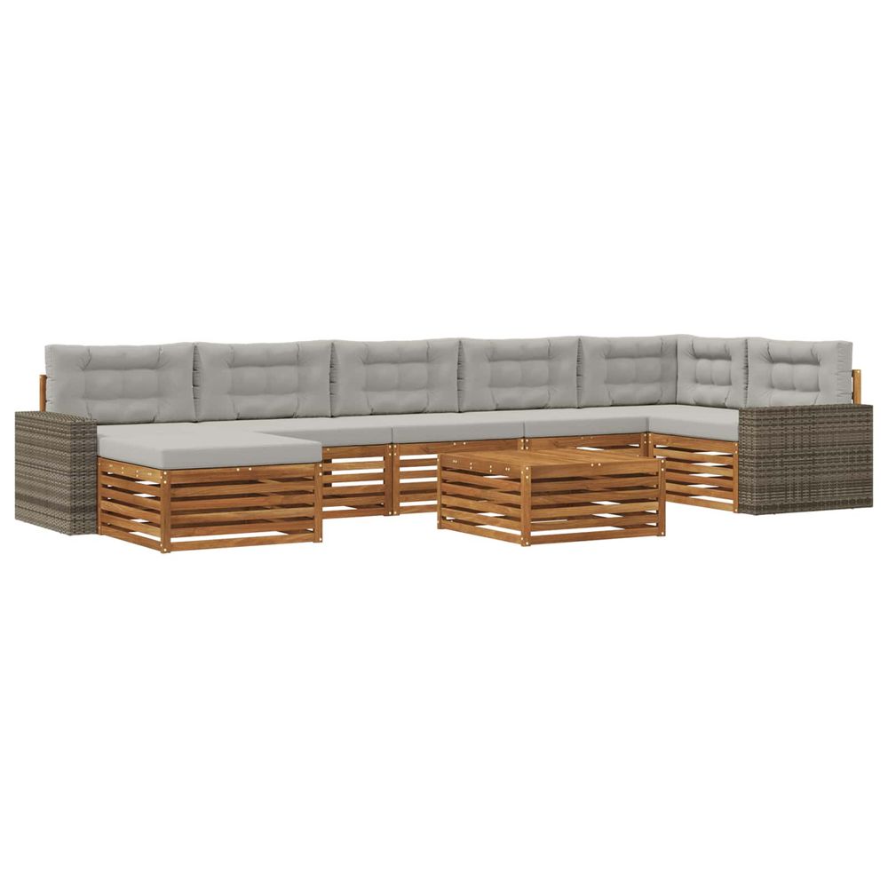 Ensemble de canapés d'extérieur 8 pc naturel et gris clair