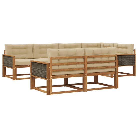 Ensemble de canapés d'extérieur 8 pc naturel et beige