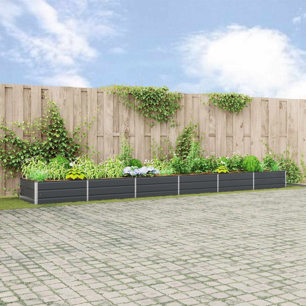 Très grand carré potager acier galvanisé 580x100x45 cm anthracite