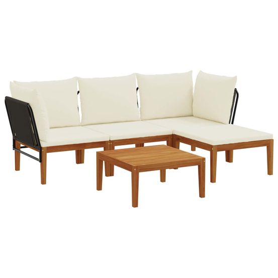 5 pc bois d'acacia massif et corde naturel