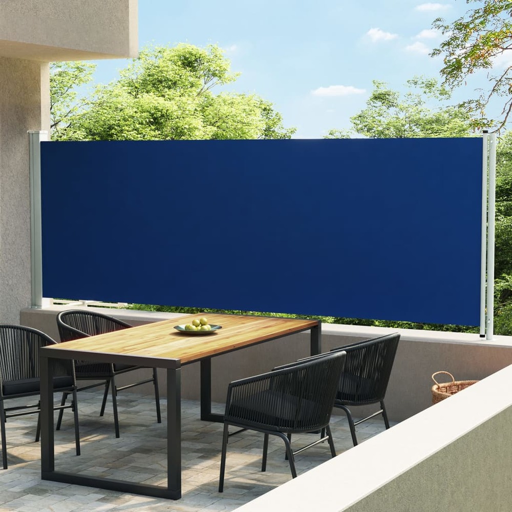 Auvent latéral rétractable de patio 160x600 cm bleu