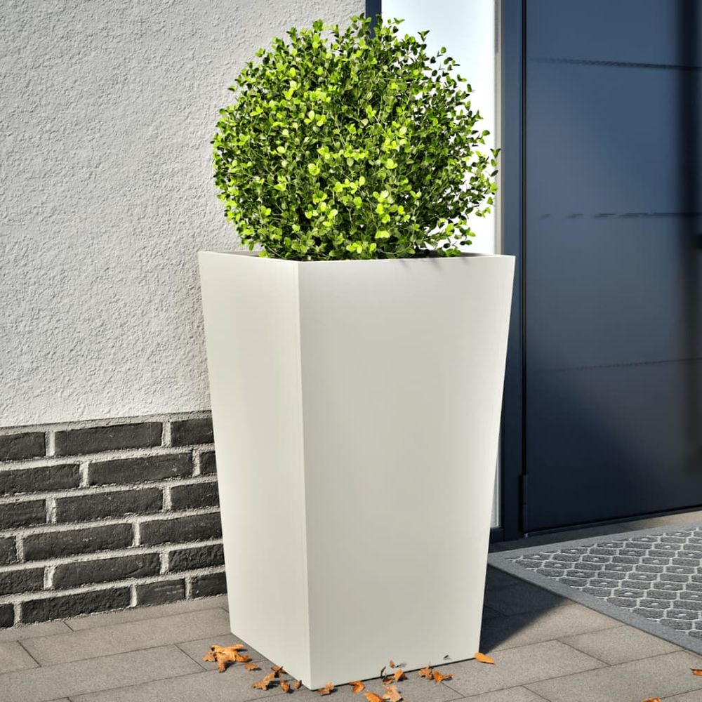 Lot de 2 jardinières hautes acier pour jardin terrasse balcon blanc 45x75cm