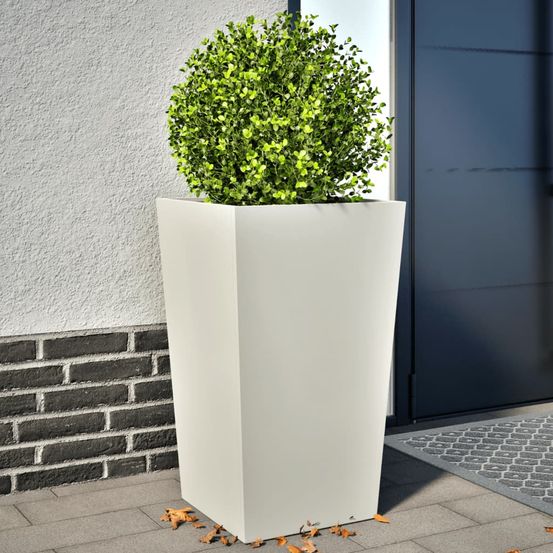 Lot de 2 jardinières hautes acier pour jardin terrasse balcon blanc 45x75cm