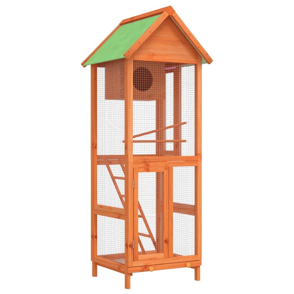 Maison à oiseaux marron 60x58,5x160 cm bois massif de pin