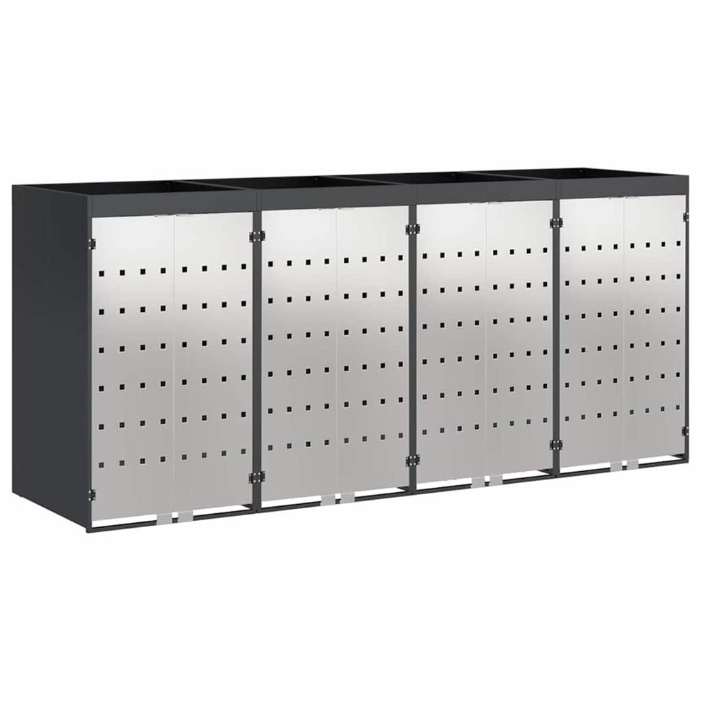 Rangement de poubelle à roulettes pour 3 poubelles anthracite