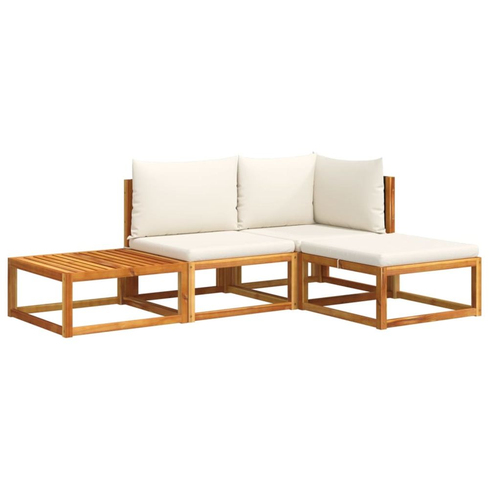Ensemble de canapés de jardin 4 pièces avec coussins en bois d'acacia et rotin