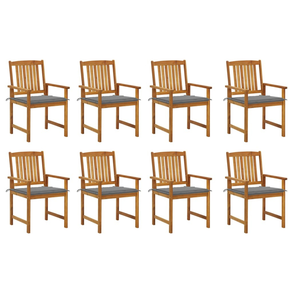 Chaises de jardin avec coussins lot de 8 bois d'acacia solide