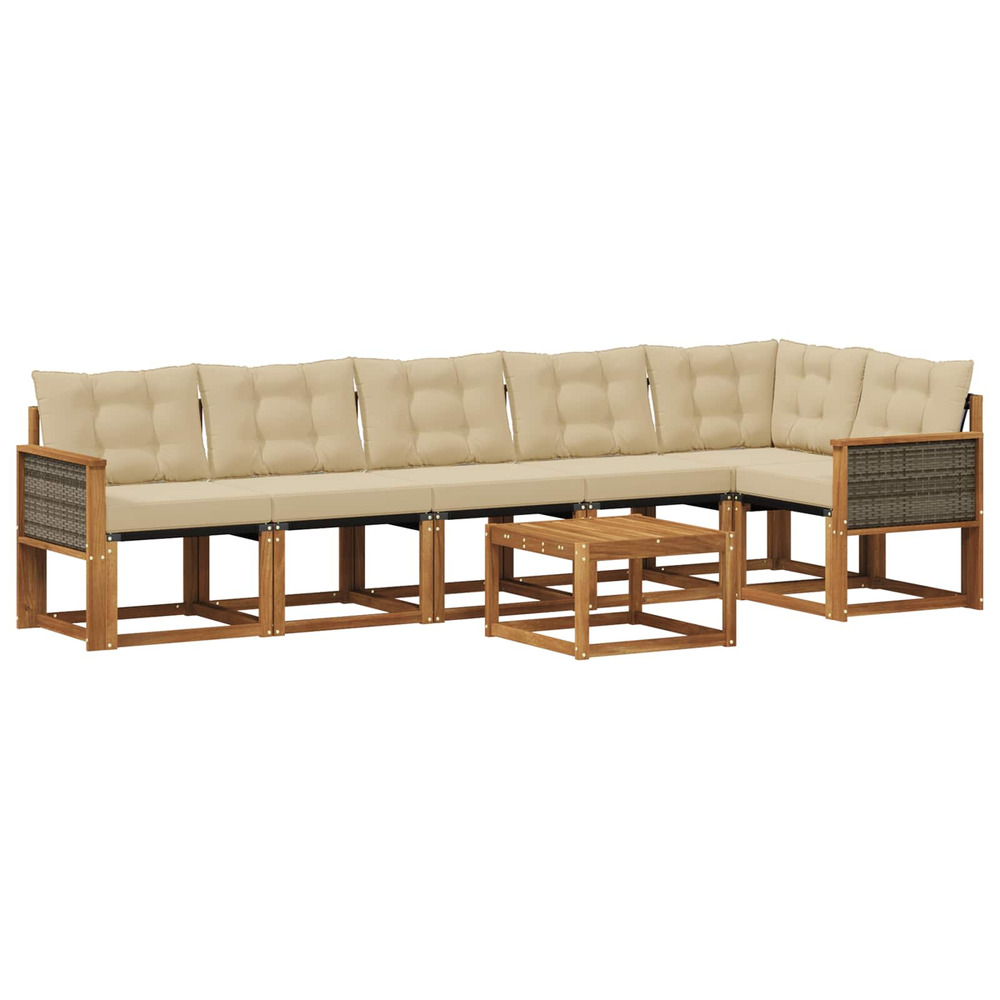 Ensemble de canapés d'extérieur 7 pcs naturel et beige