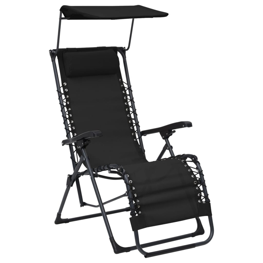 Chaise pliable de terrasse textilène noir