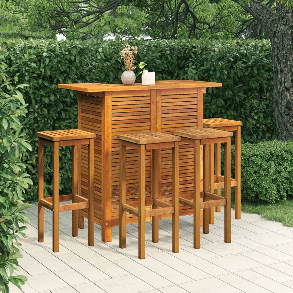 Ensemble de bar de jardin 5 pcs bois d'acacia massif