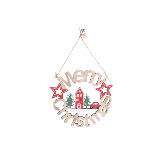 Décoration de noël en bois à suspendre xmas tradi - beige
