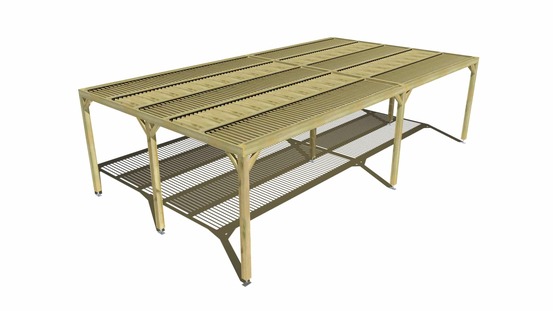 Pergola bois • 9m x 5m • indépendante • sens largeur • lames orientables bioclimatiques incluses • livraison comprise
