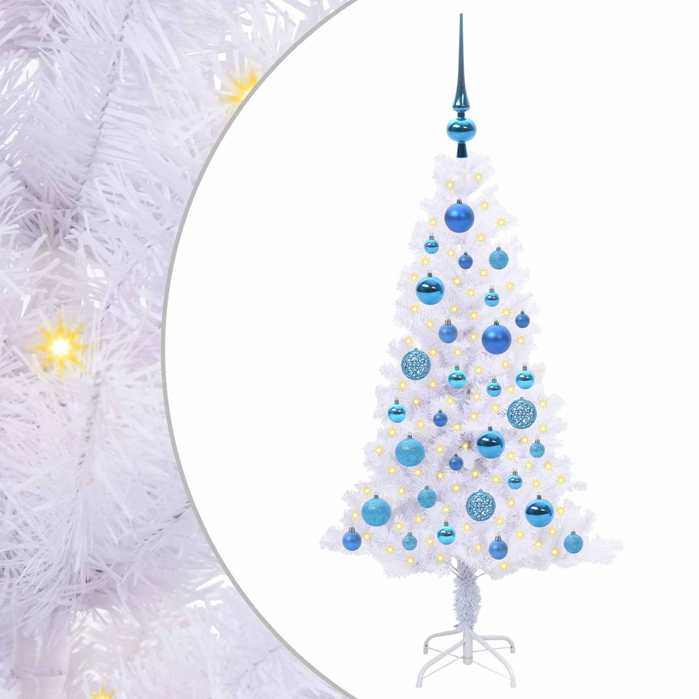 Sapin de noël artificiel avec 150 led blanc 120 cm pvc et acier