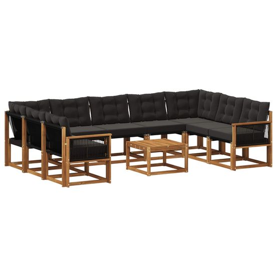 Ensemble de canapés d'extérieur 10 pc naturel et noir