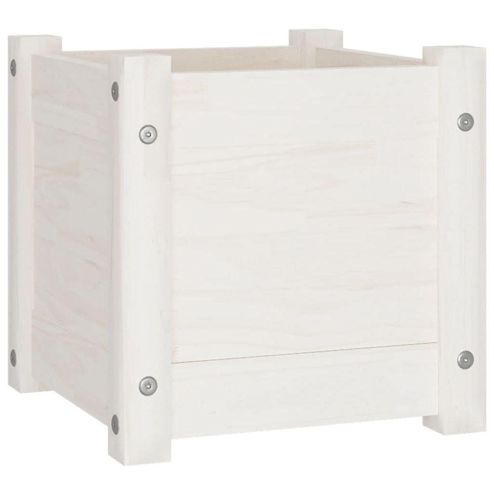 Jardinière d'extérieur d'extérieur blanc 31x31x31 cm bois de pin massif