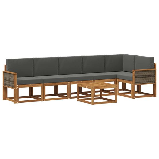 Ensemble de canapés d'extérieur 7 pc naturel et anthracite