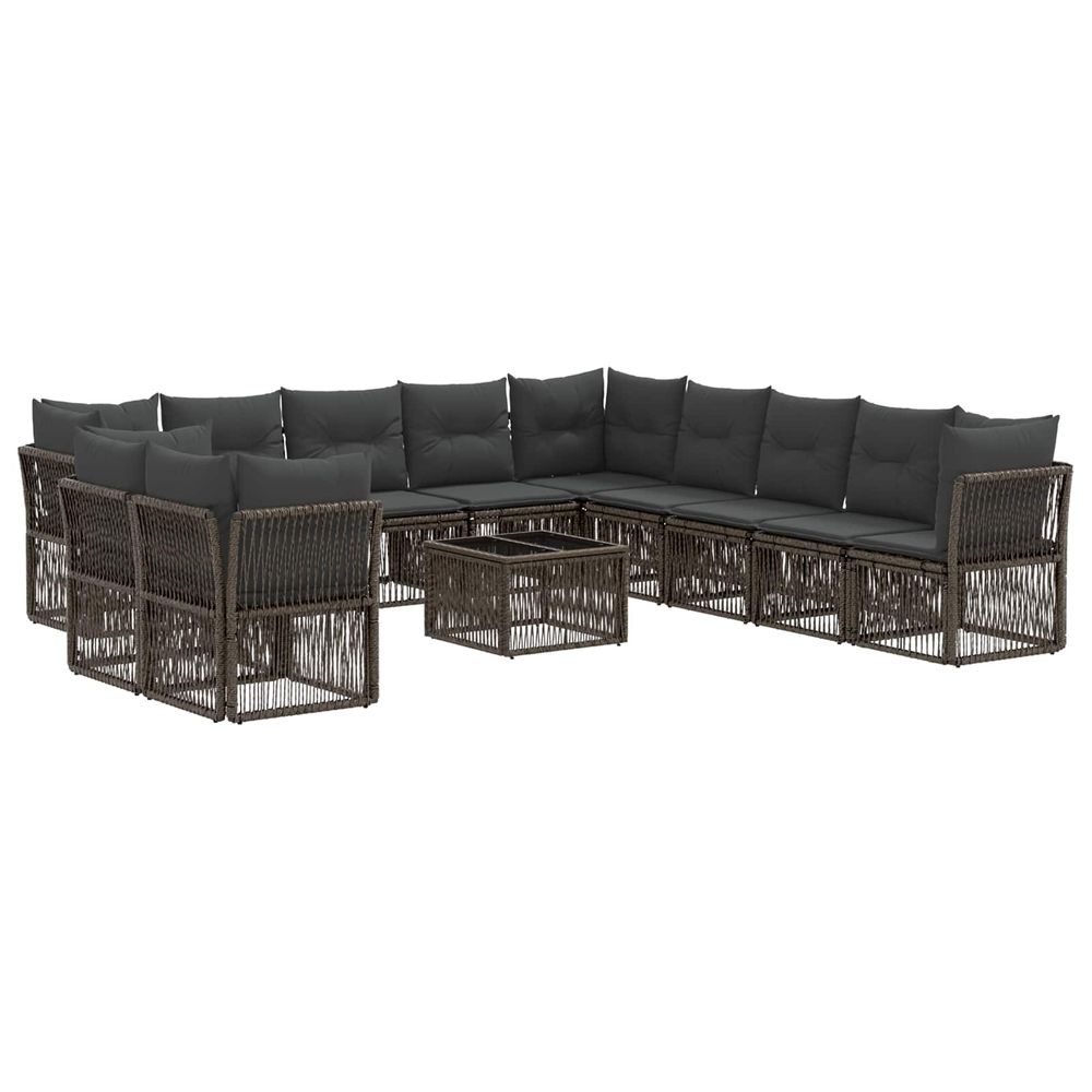 Ensemble de canapé de jardin 12 pc gris polyrotin
