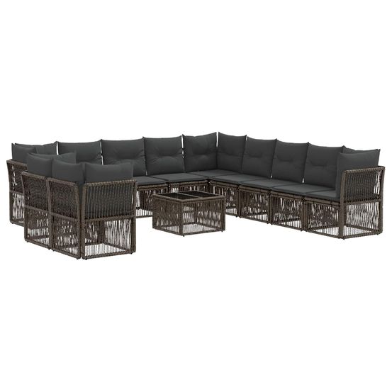 Ensemble de canapé de jardin 12 pc gris polyrotin