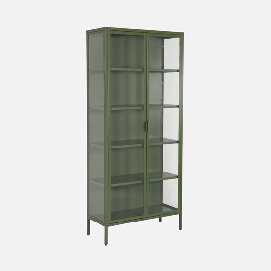 Buffet, vaisselier acier et verre trempé 2 portes 180cm - arkansas