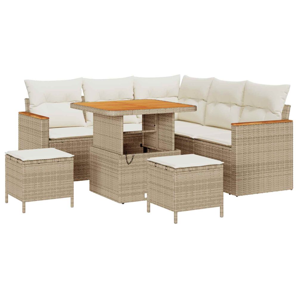 Ensemble de canapé de jardin 8 pc beige polyrotin