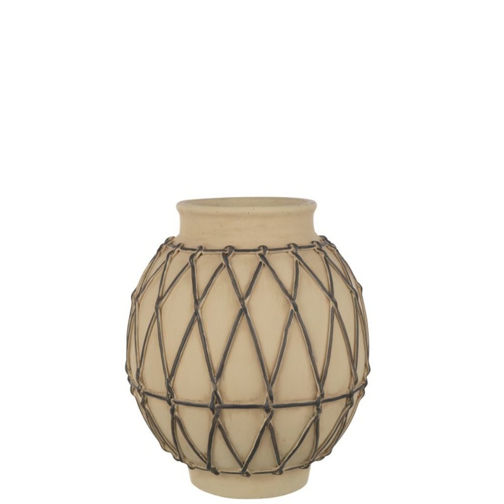 Cache-pot en céramique beige 31.5x31.5x35.5 cm