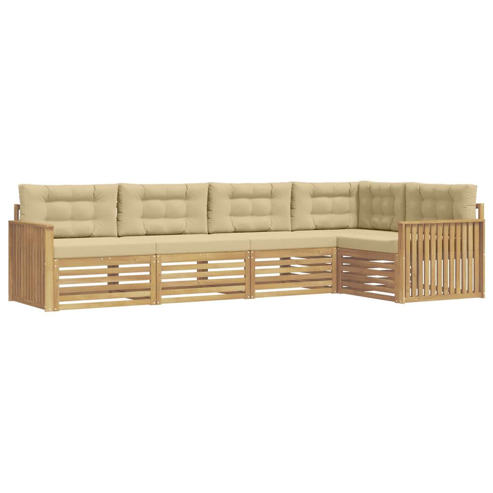 Ensemble de canapés d'extérieur 5 pc blanc et beige polyester