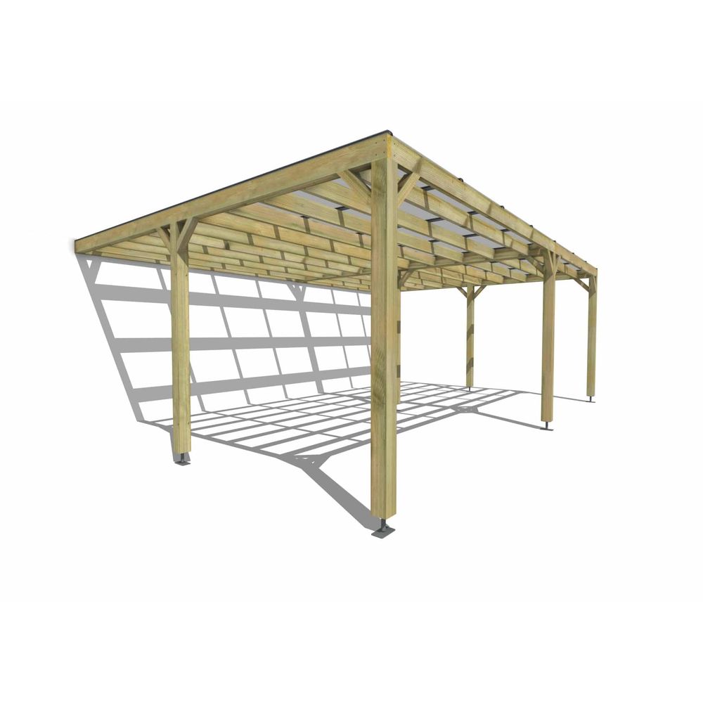 Pergola bois • 7m x 5m • adossée • sens largeur • couverture étanche transparente incluse • livraison comprise