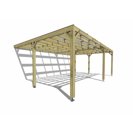 Pergola bois • 7m x 5m • adossée • sens largeur • couverture étanche transparente incluse • livraison comprise