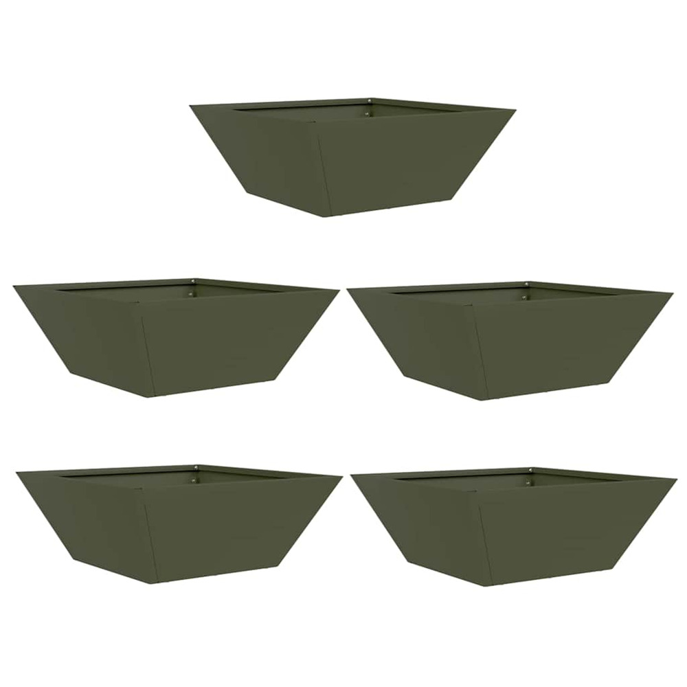 Cache-pot de jardin 5 pcs vert olive 40 x 40 x 15 cm