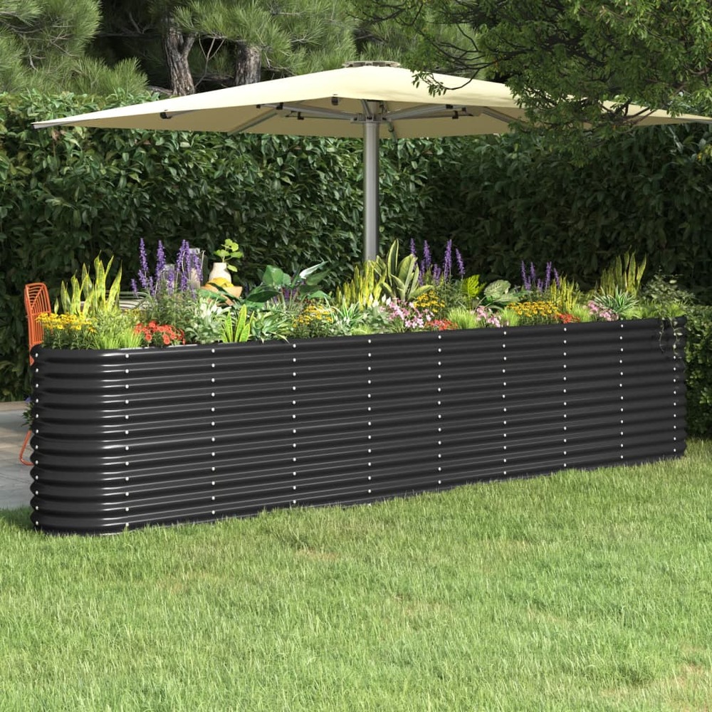 Jardinière bac lit surélevé plantes fleurs terrasse jardin de jardin acier enduit de poudre anthracite