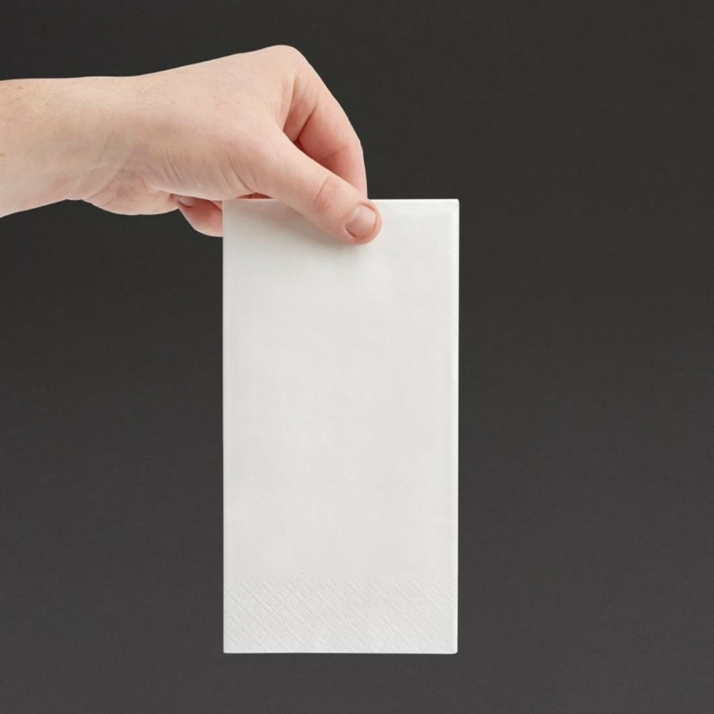 Serviettes dîner recyclable 3 plis format 1/8 400mm blanches lot de 1000 - fiesta